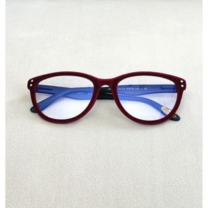 Red +1.50, Womens Cat Eye Reading Glasses, Velvet-Rimmed, Blue Light Blocking